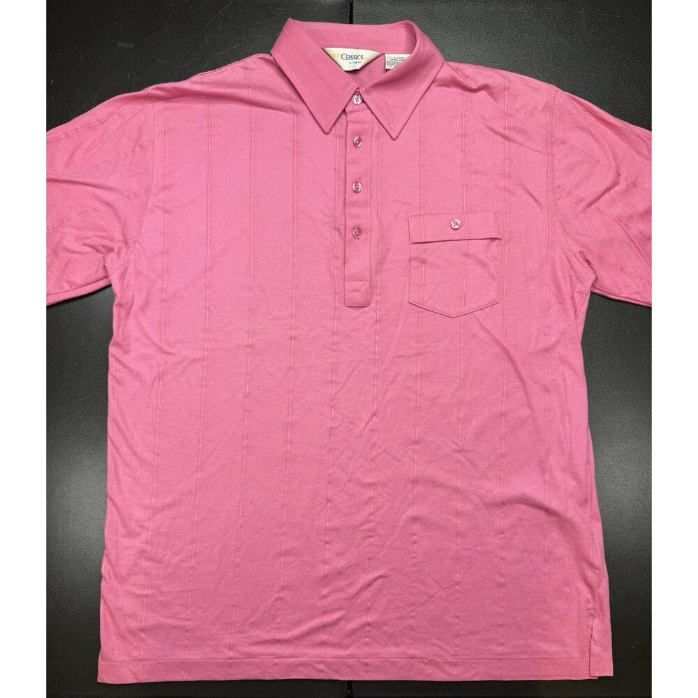 Classics by Palmland Men XL Pink Short Sleeve Polo Shirt VTG Short Sleeves